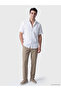 Ozmarka New Season White Regular Fit Canvas Men's Shirt - 2