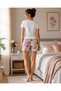 Green Color Floral Pattern Women's Shorts Pajama Bottoms - 4