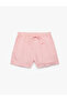 Viscose Striped Mini Shorts with Pockets and Elastic Waist with Lace Detail