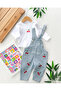 Cherry Embroidery Pocket Detail Long Sleeve Knitted Denim Fabric 2-Piece Set - 2