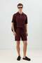 Burgundy Men's Shorts with Elastic Waist - 4