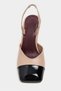 Solea Ten Matte Black Patent Leather Toe Detail Thick Heeled Women's Shoes with Elastic Back - 6