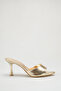 Women's Heeled Slippers – Mirrored Metallic Open Toe Thin Heel Evening Dress Slippers 9 cm - 3