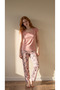 Powder Lace Collar Detailed Viscose Short Sleeve Pajama Set - 4