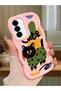 Samsung Galaxy A56 Compatible Case Camera Protector Pink Silicone Couple Phone Case Cat Pattern