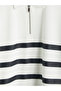 Ozmarka New Season White Polo Collar Striped Men's Sweatshirt - 7