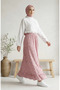 Elastic Waist Floral Patterned Skirt 0303-03 Powder - 2