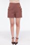 Women's Gold Button Detailed High Waist Winter Shorts with Pockets - 2