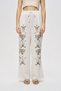 Women's Stone and Bead Embroidered Natur Palazzo Trousers