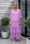 Italian Lilac Pool Collar Short Sleeve Lined Layered Silk Woven Dress 130 60 - 4