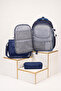Boy's Korean Style Kawaii 3-Piece School Bag Set with Teddy Bear, Blue Navy Blue - 2