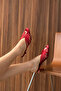 Fiora Satin Cage Detailed Pointed Toe Women's Heeled Slippers - 7