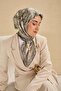 Twill Silk Scarf Large Floral Pale Gray 90X90 - 4