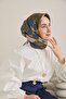 Twill Silk Scarf Belt Pattern Indigo-Green 90X90 - 4