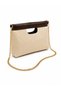 Beige Straw Women's Shoulder Bag with Chain Strap Handbag Brown Detailed Stylish Daily Clutch Bag