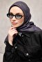 Cotton Polyester Soft Scarf Gray Green Geometric Patterned Non-Slip Textured Tok Duruşlu 90X90 - 4