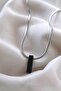 Silver Color Steel Letter''I'' Flat Chain Necklace - 2