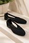 Open-Side Wicker Knit Ballerina Flats Black - 2