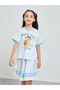 Girls Graphic Bear T-Shirt And Striped Skirt Set - 2