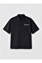 Black Loose Fit Embroidered Men's Shirt