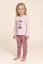 Girl's Cotton Crew Neck Carousel Printed Long Sleeve Pajama Set 9263 Pink - 2