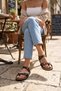 Black Color Women's Anatomical Sole Flip-Flop Sandals with Double Buckle Ankle Strap Daily Comfortable Summer Wear - 7