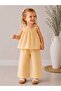 Yellow Plaid Poplin Fabric Strap Girls' Suit (Jumpsuit / Strap Blouse Pants Option)
