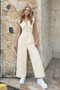 Women's Wide Collar Button Detailed Hidden Zipper Wide Leg Jumpsuit - 3