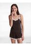 Lcw Dream Brown Lace Detailed Women's Shorts Pajama Set - 2
