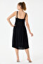 Black Italian Lace Midi Dress with Elastic Back and Straps, Size 38 - 42 - 5
