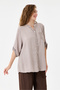 Women's Mink Italian Judge Collar Foldable Sleeves Sequined Oversize Viscose Shirt Size 40 - 44