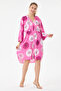 Fuchsia Italian Plus Size Floral Patterned Tunic Shirt Dress 42 - 46 Size - 4