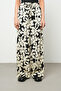 Women's Black and White Floral Patterned Elastic Waist Palazzo Trousers