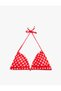 Charm Detailed Checkered Cherry Printed Bikini Top