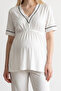 Venera Premium Contrast Piping Luxury Maternity & Postpartum Pajama Set with Easy Breastfeeding Feature - 2