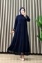 Siya Dress Belmando Fabric Women's Navy Blue Sleeve and Hem Lace Detailed Collar Openable Buttoned Hijab Dress