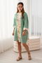 Green 100% Cotton Woven Kimono - Above Knee Oversized Beach Kaftan - 7