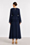 Lace Detailed Skirt Suit - 14494 Dark Blue - 3