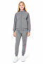 Girl's Cotton Stand Collar Tracksuit Set Gray Melange-26112 - 2