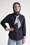 Navy blue polka dot twill silk scarf - 2