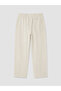 Beige Loose Fit Linen Look Men's Trousers - 4