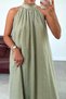 Green Lace Detail Halter Neck Long Dress Pes3438 - 3