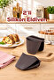 33006 Silicone 2-Piece Oven Gloves Heat Insulated Microwave Oven Cookware Tray Holder Anthracite - 3