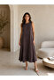 Women's Tencel Fabric Modal Black Crew Neck Casual Dress