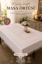 Handcrafted Account Book Embroidered Panama Linen Powder Tablecloth with Lace Tassels Large Size 193X127.5 cm