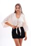 Women's Muslin Fabric Tied Bolero - 2