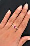 Steel Elara Oval Stone Twist Ring Pink - 2