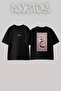 Ayn Letter Persian Rug Design Back Printed Cotton Black Oversize T-Shirt