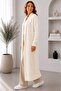 Women's Long Maxi Standard Sleeve and Feathered Knitted Cardigan - 3