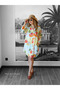 Colorful Coast Patterned Shirt Collar Viscose Summer Dress - 2